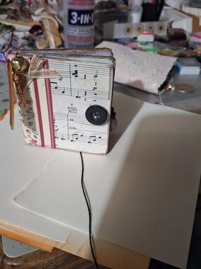 Junk Journal Handmade Mini Music Sheet Journal with Button Closure